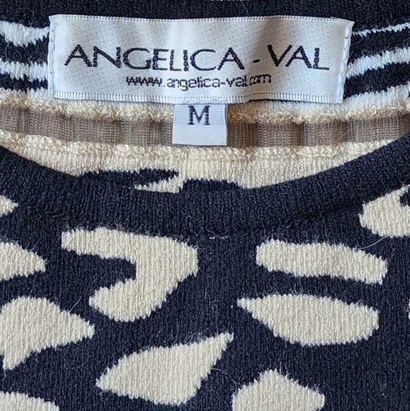 ANGELICA VAL vintage tank top, black/white/cream, animal print, size M - Picture 3 of 5
